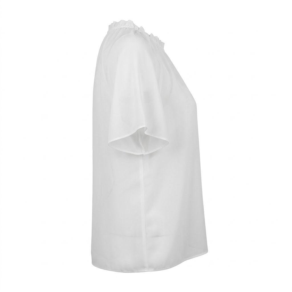 Bluza dama alba umeri goliti bretele subtiri maneci scurte volane decorative