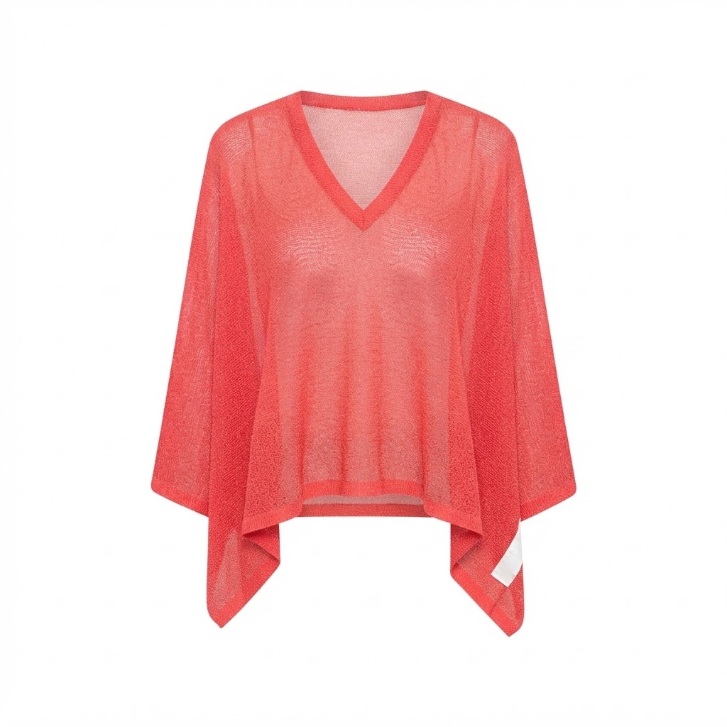Bluza dama din tricot rosu cu decolteu in V pe fond alb