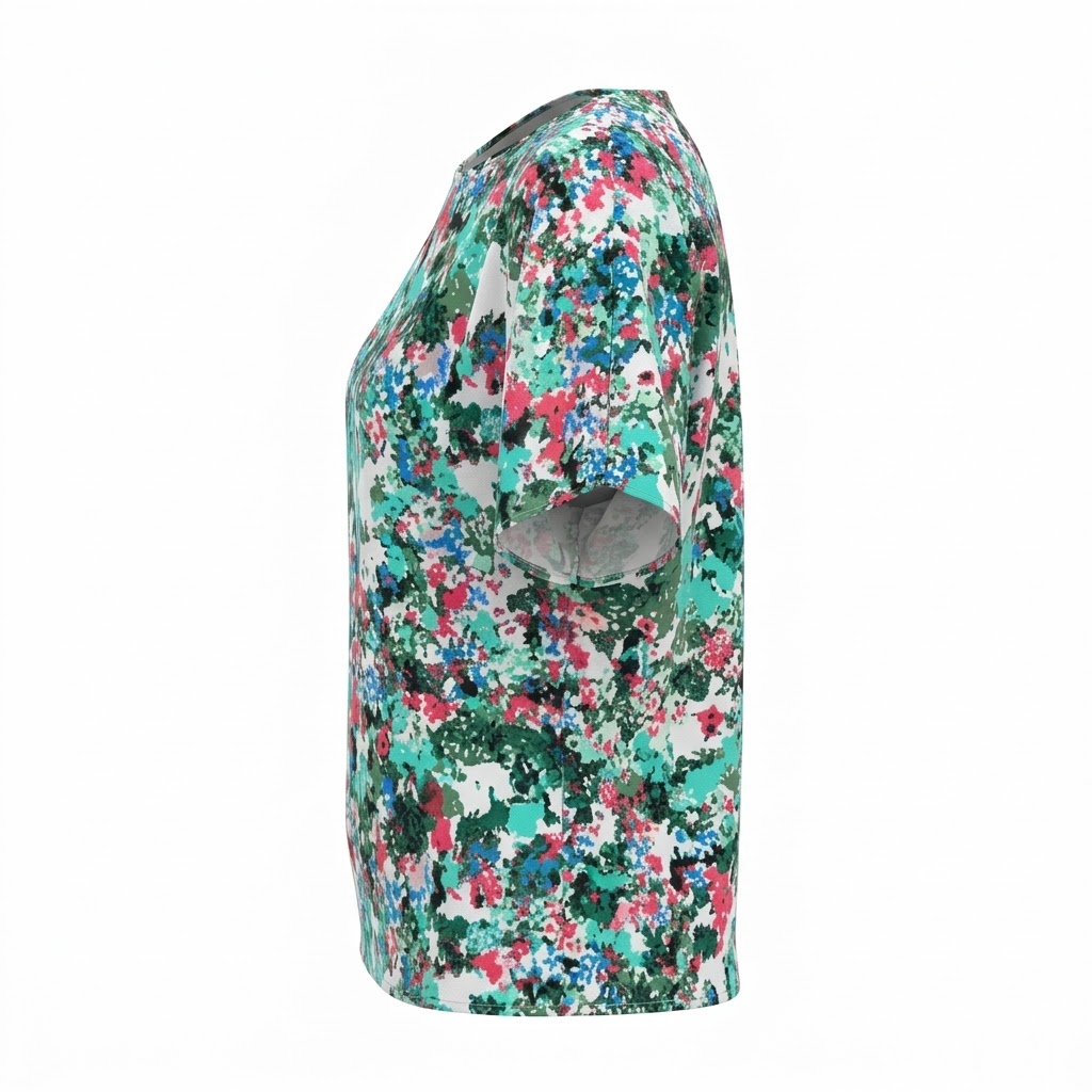 Bluza dama maneca scurta cu imprimeu floral multicolor