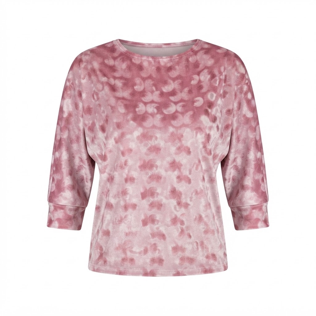 Bluza dama roz cu maneci trei sferturi si imprimeu floral