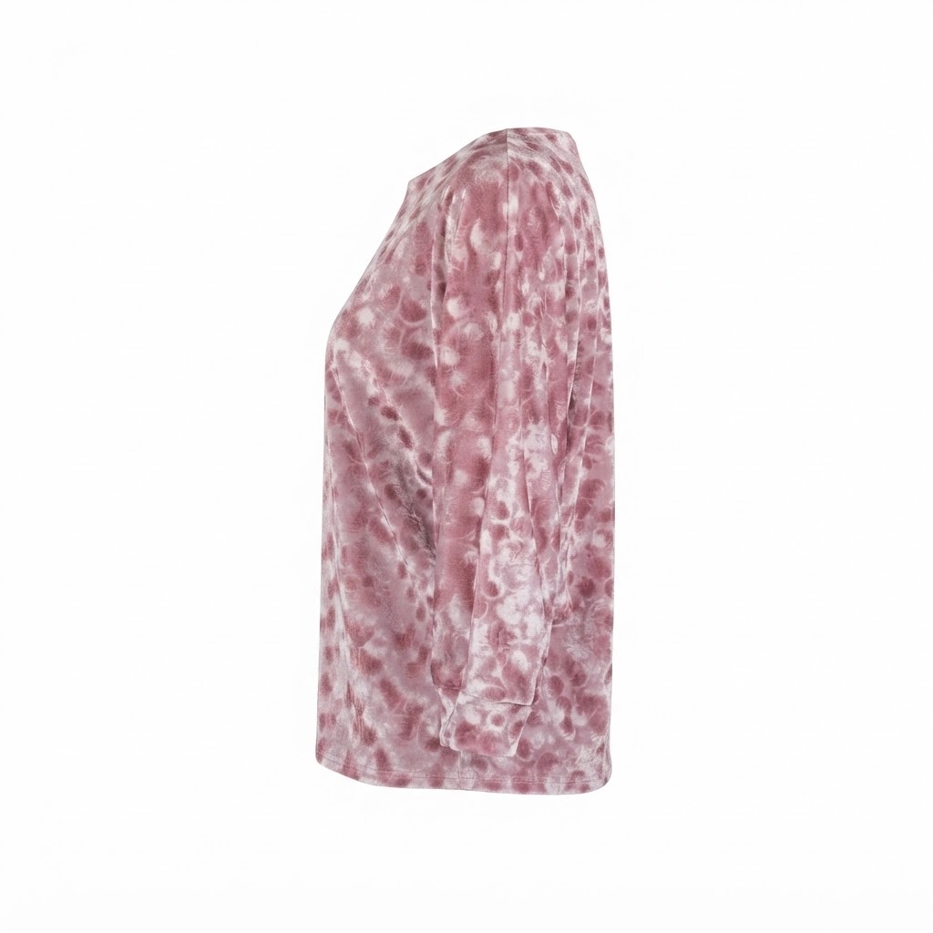 Bluza dama roz cu maneci trei sferturi si imprimeu floral
