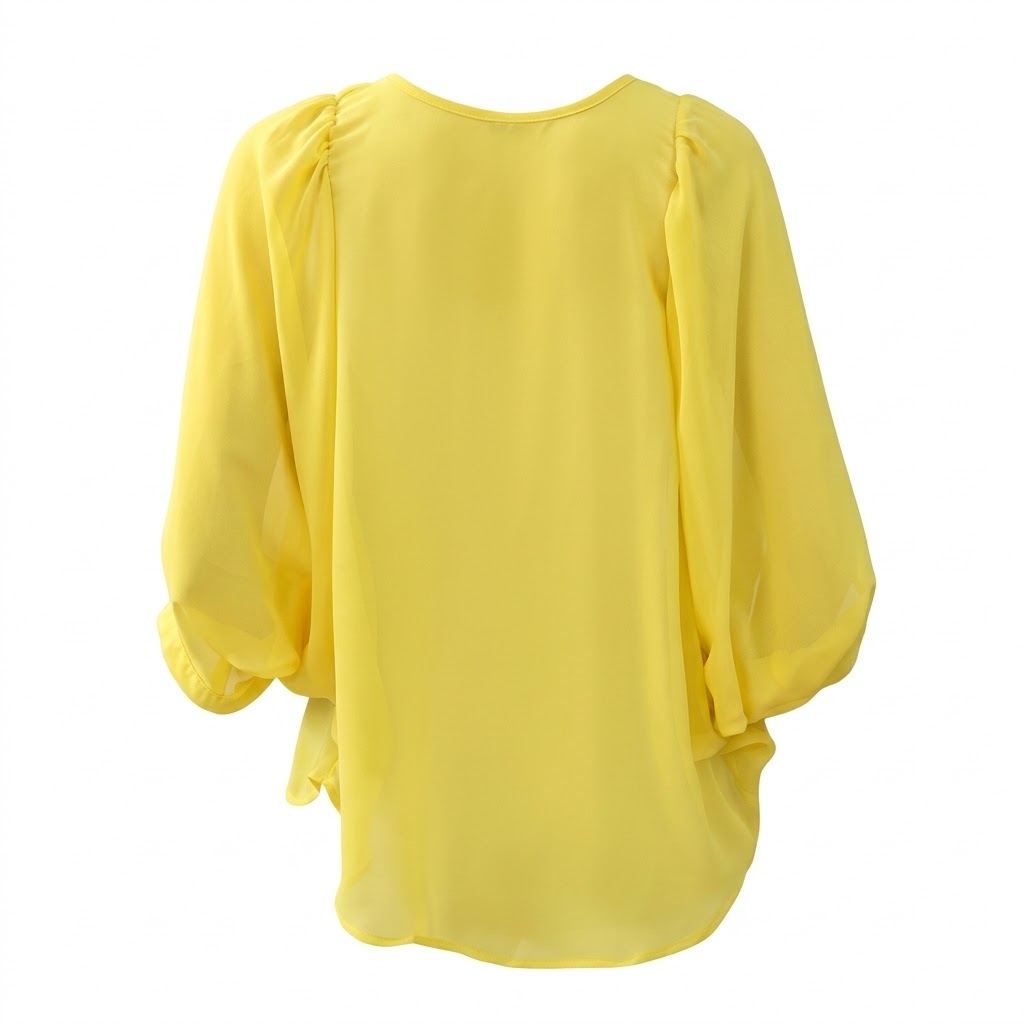 Bluza galbena de dama cu strat dublu si maneci trei sferturi