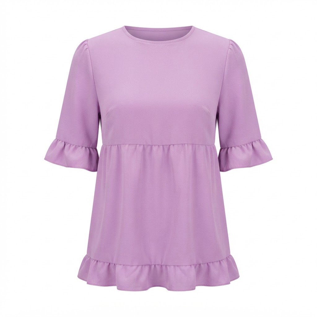 Bluza mov de dama cu volane la maneci