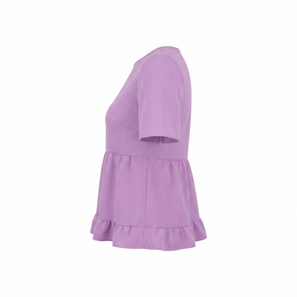 Bluza mov de dama cu volane la maneci
