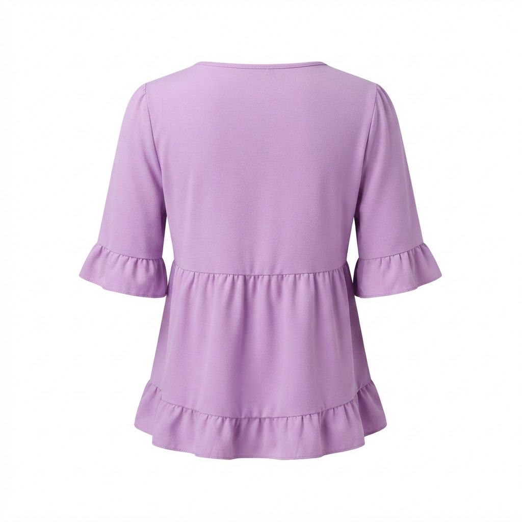Bluza mov de dama cu volane la maneci
