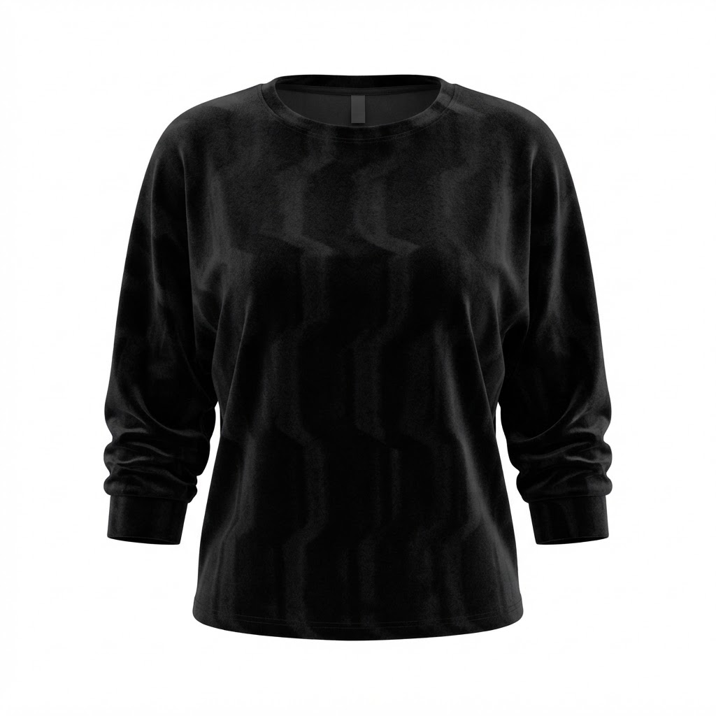 Bluza neagra de dama, maneca lunga, guler rotund