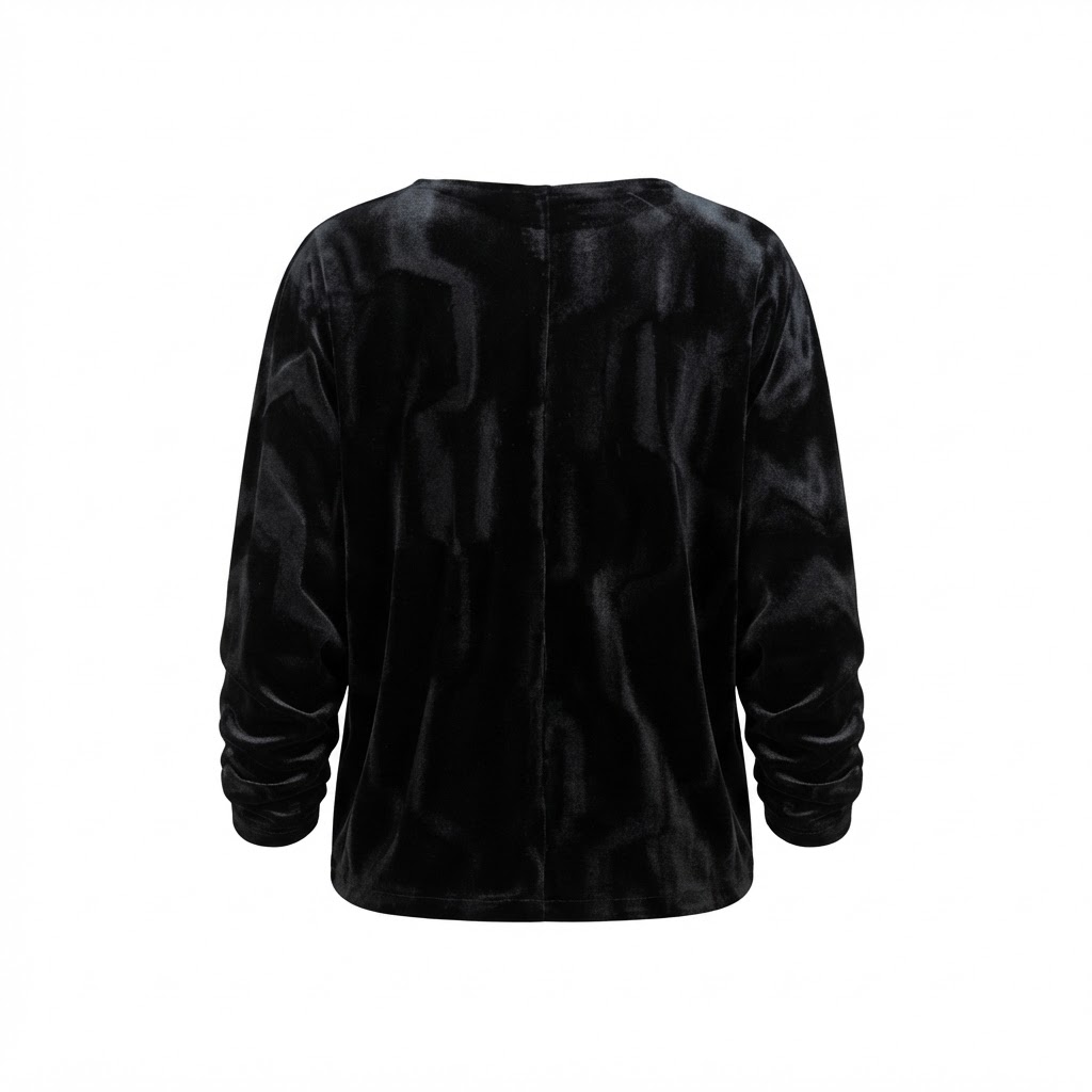 Bluza neagra de dama, maneca lunga, guler rotund