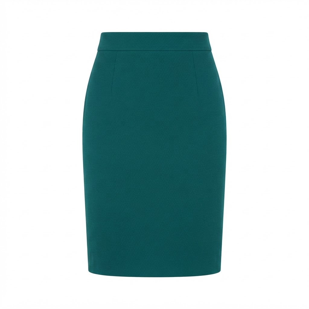 Fusta conica dama verde inchis midi din material textil texturat