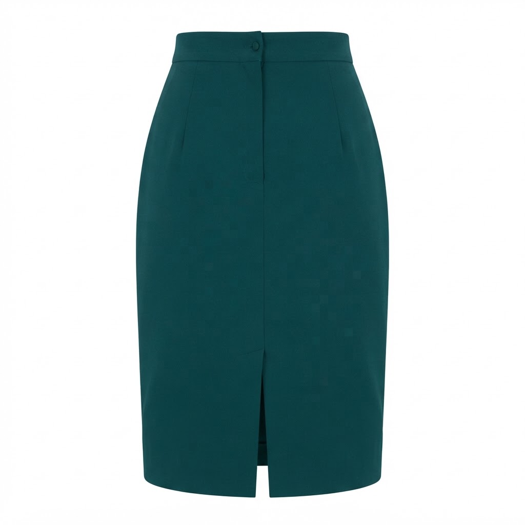 Fusta conica dama verde inchis midi din material textil texturat