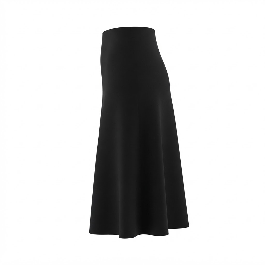 Fusta neagra midi in A cu talie inalta