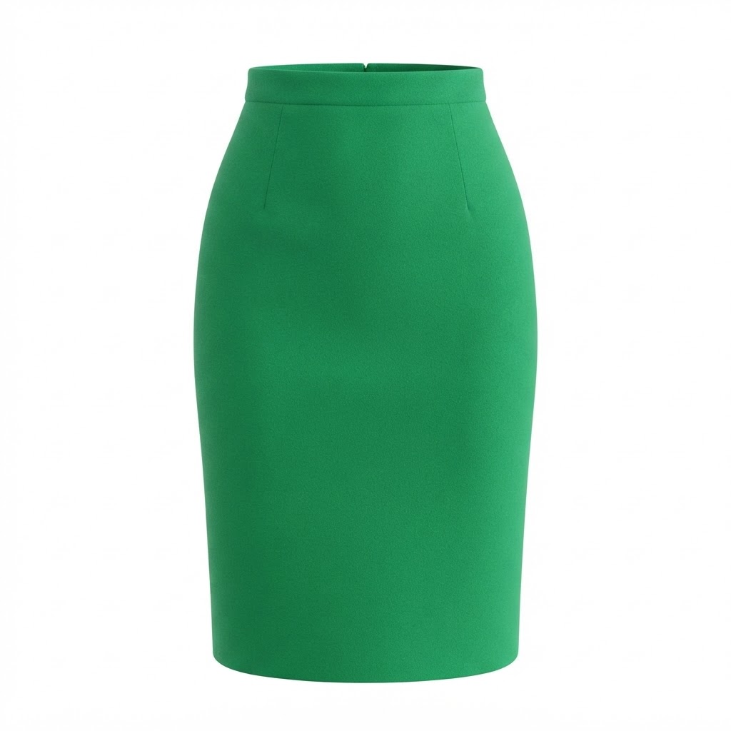 Fusta verde creion cu talie inalta
