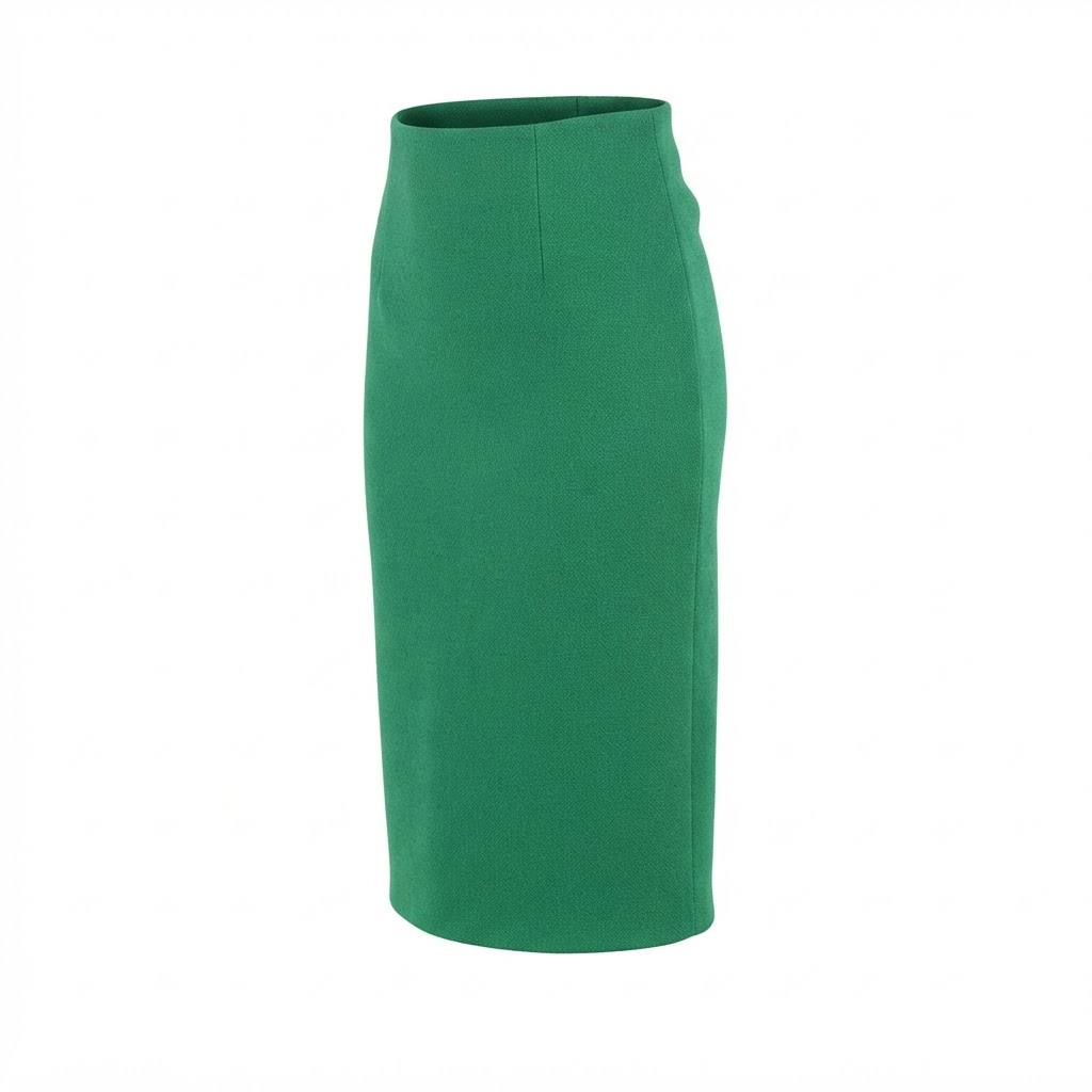 Fusta verde creion cu talie inalta
