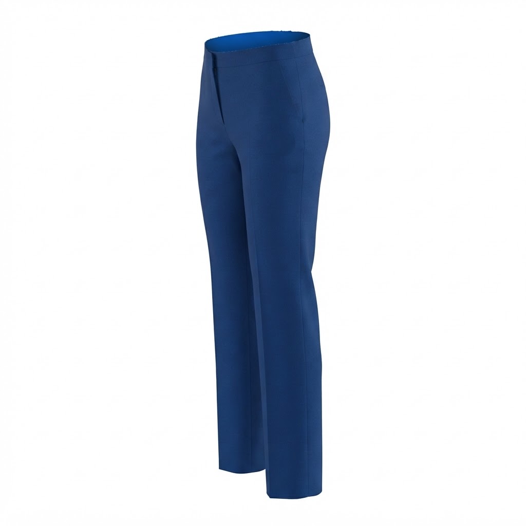 Pantaloni dama casual albastru royal cu croiala dreapta si talie medie