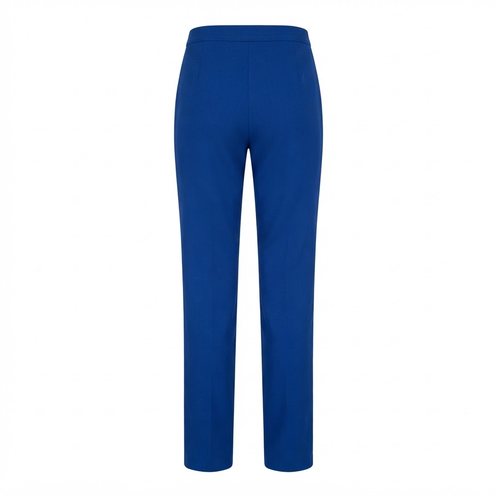 Pantaloni dama casual albastru royal cu croiala dreapta si talie medie