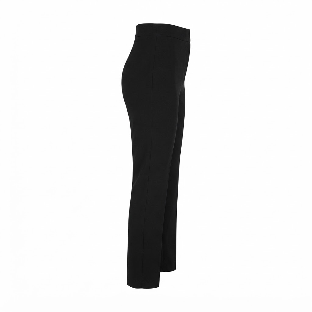 Pantaloni negri dama lungi cu croiala dreapta si talie inalta