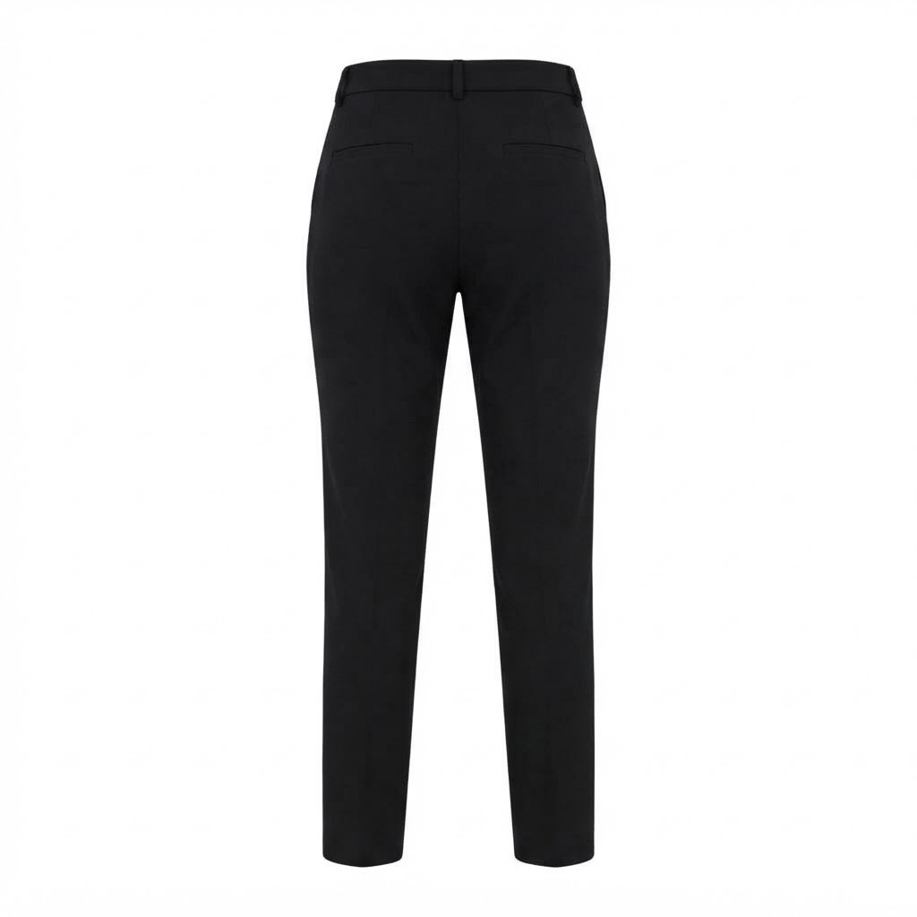 Pantaloni negri dama lungi cu croiala dreapta si talie inalta