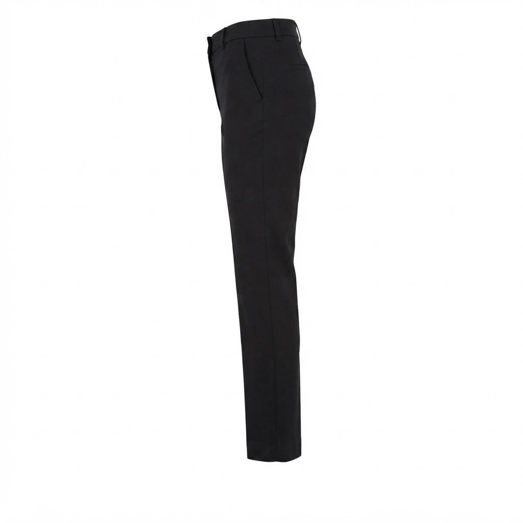 Pantaloni negri eleganti de dama cu croiala dreapta si talie cu gaici.