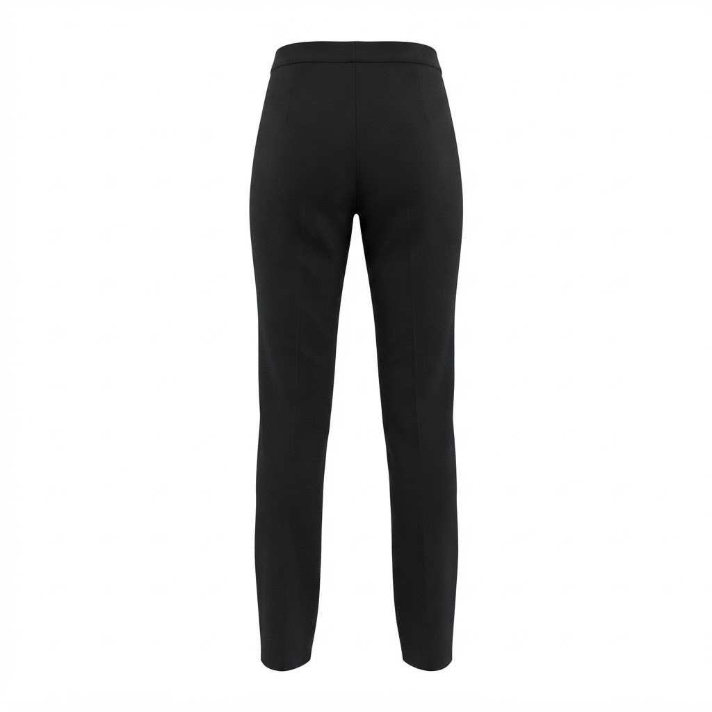 Pantaloni negri eleganti de dama cu croiala dreapta si talie cu gaici.