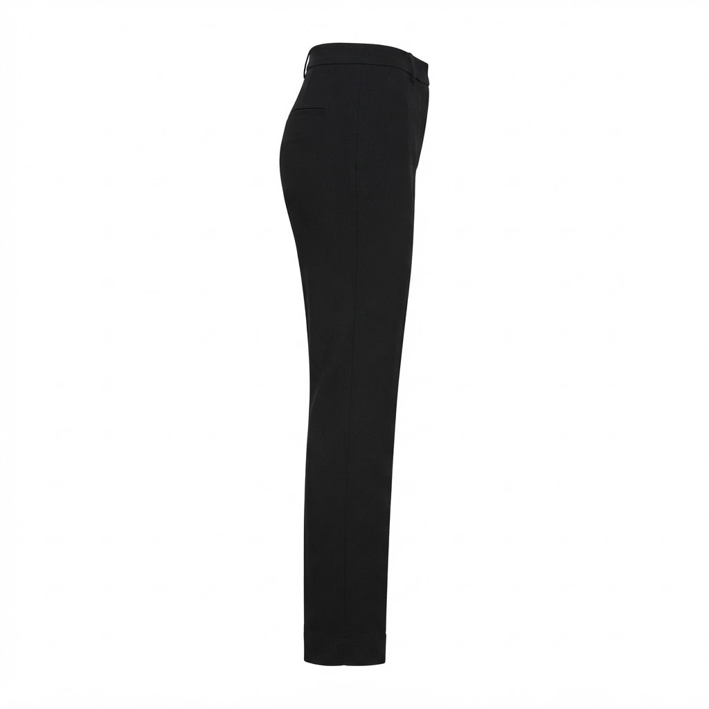 Pantaloni negri de dama cu croiala dreapta slim si talie cu gaici