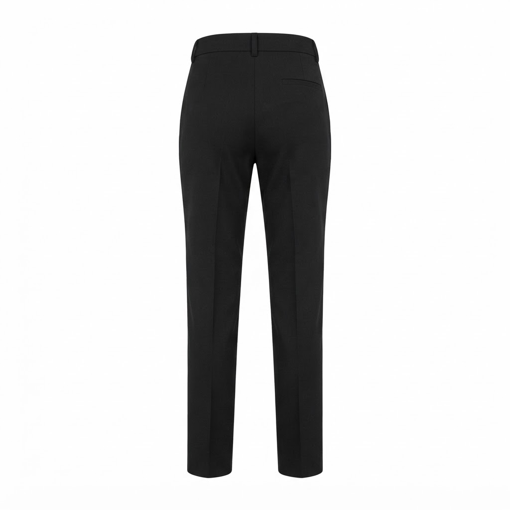 Pantaloni negri de dama cu croiala dreapta slim si talie cu gaici