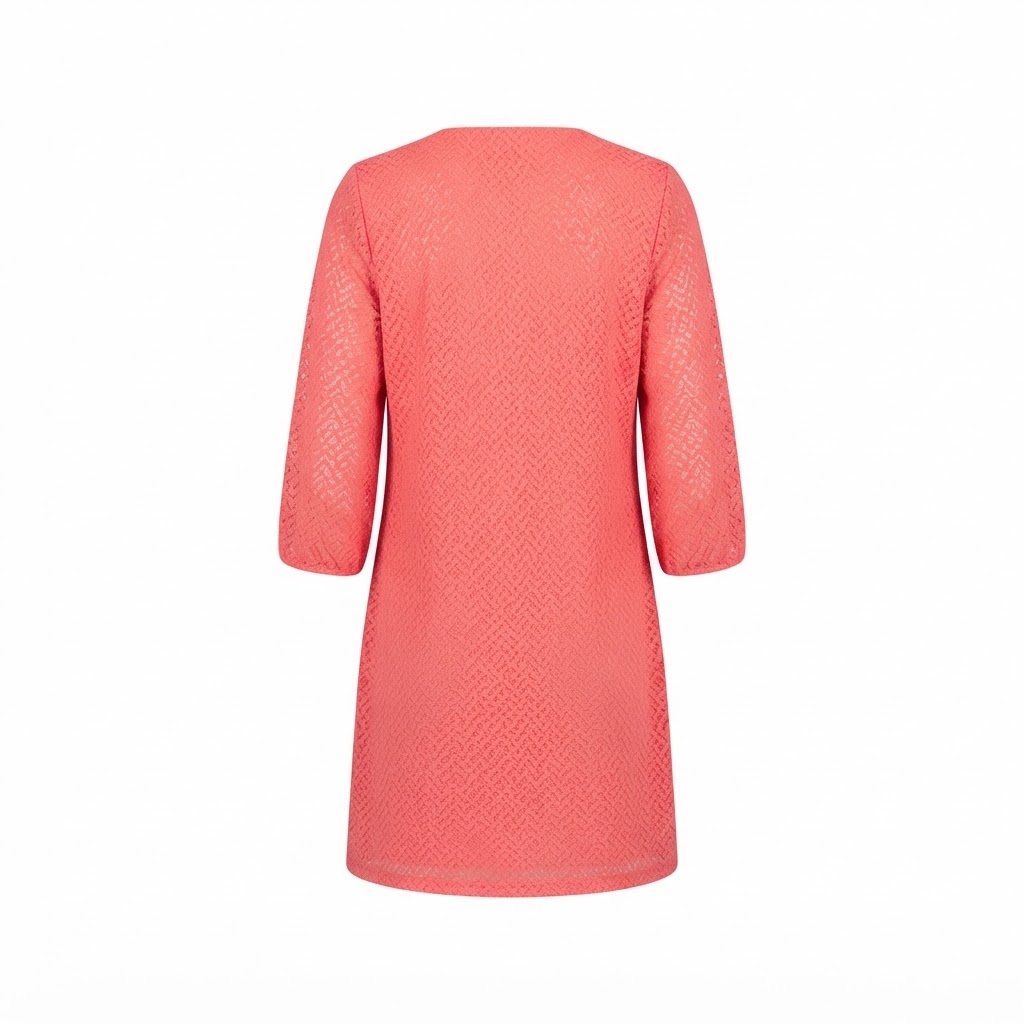 Rochie scurta de dama roz cu maneci bufante si croiala dreapta