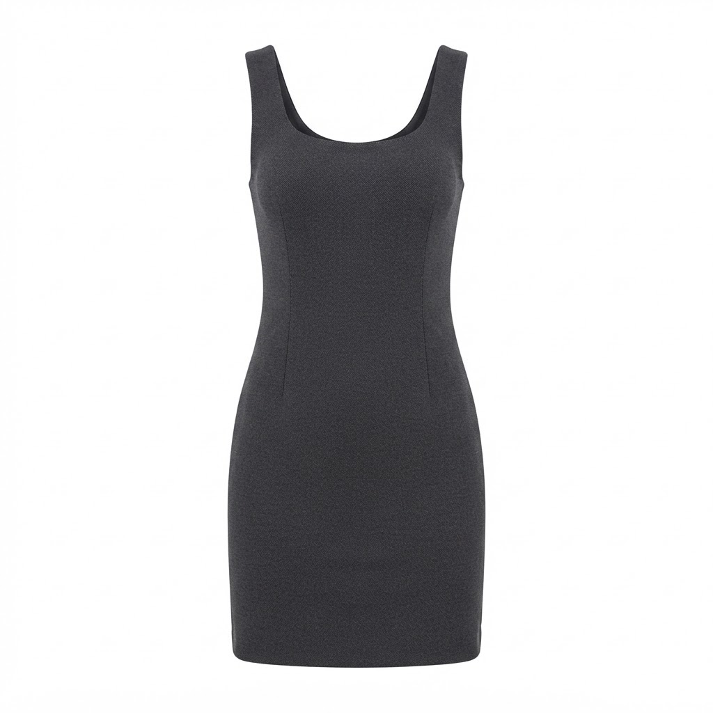 Rochie scurta de dama gri mulata fara maneci cu decolteu rotunjit. Rochie scurta de dama gri mulata fara maneci cu decolteu rotunjit.