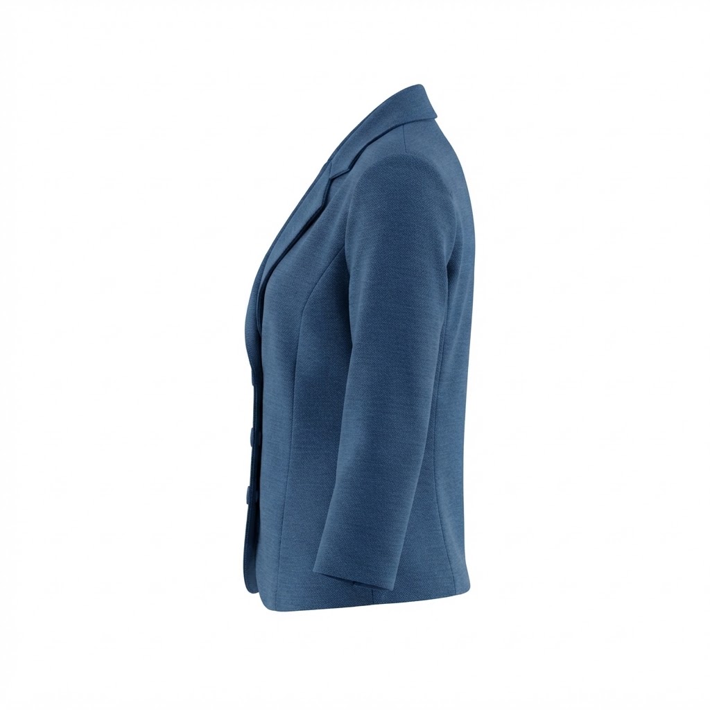 Sacou dama bleumarin elegant cu nasturi si maneci trei sferturi vizibil frontal