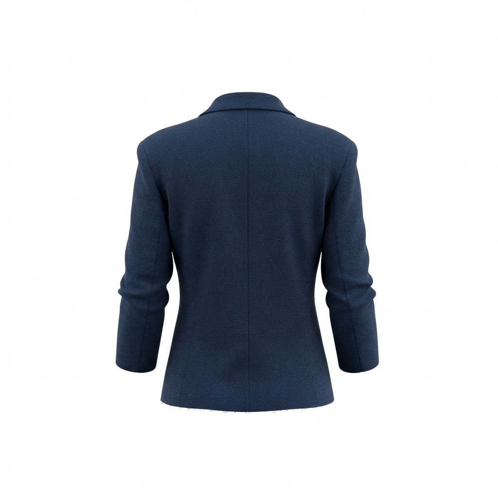 Sacou dama bleumarin elegant cu nasturi si maneci trei sferturi vizibil frontal
