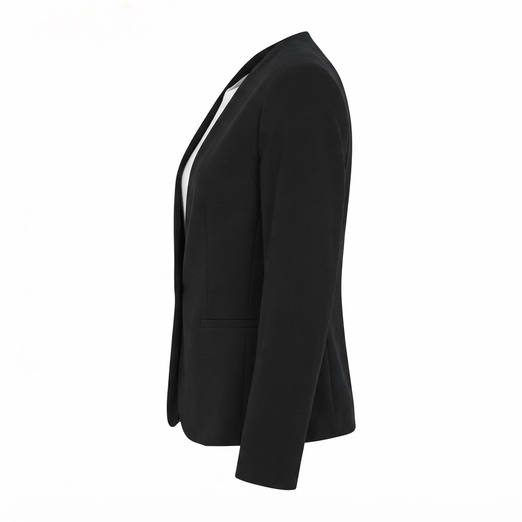 Sacou negru de dama elegant cu inchidere frontala cu nasturi